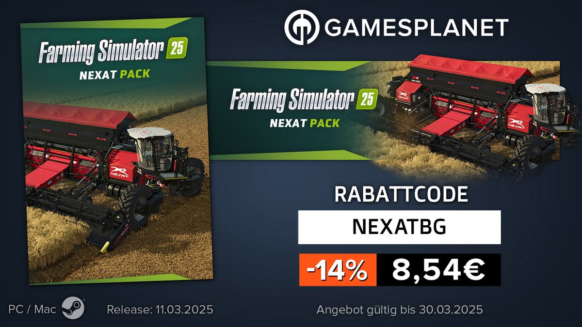 Das NEXAT Pack ist ab sofort für den <a href="/farmingsim/">Farming Simulator | Official Channel</a>  25 erhältlich! 🙌 Besitzer des Year 1 Season Pass erhalten das Pack automatisch und sparen bis zu 25 % im Vergleich zum Einzelkauf. #farmingsimulator25

► Zum Year 1 Season Pass: bit.ly/ls25-year-1-se…