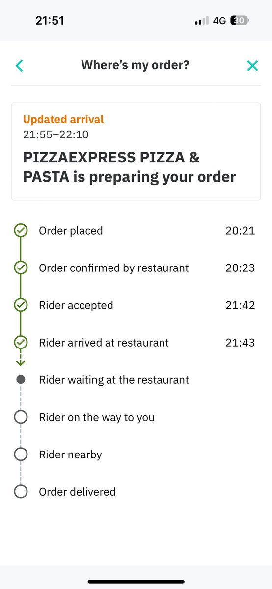 diverbjj's tweet photo. @Deliveroo 21:53, service level minus 10 https://t.co/1BmyKsKZO7