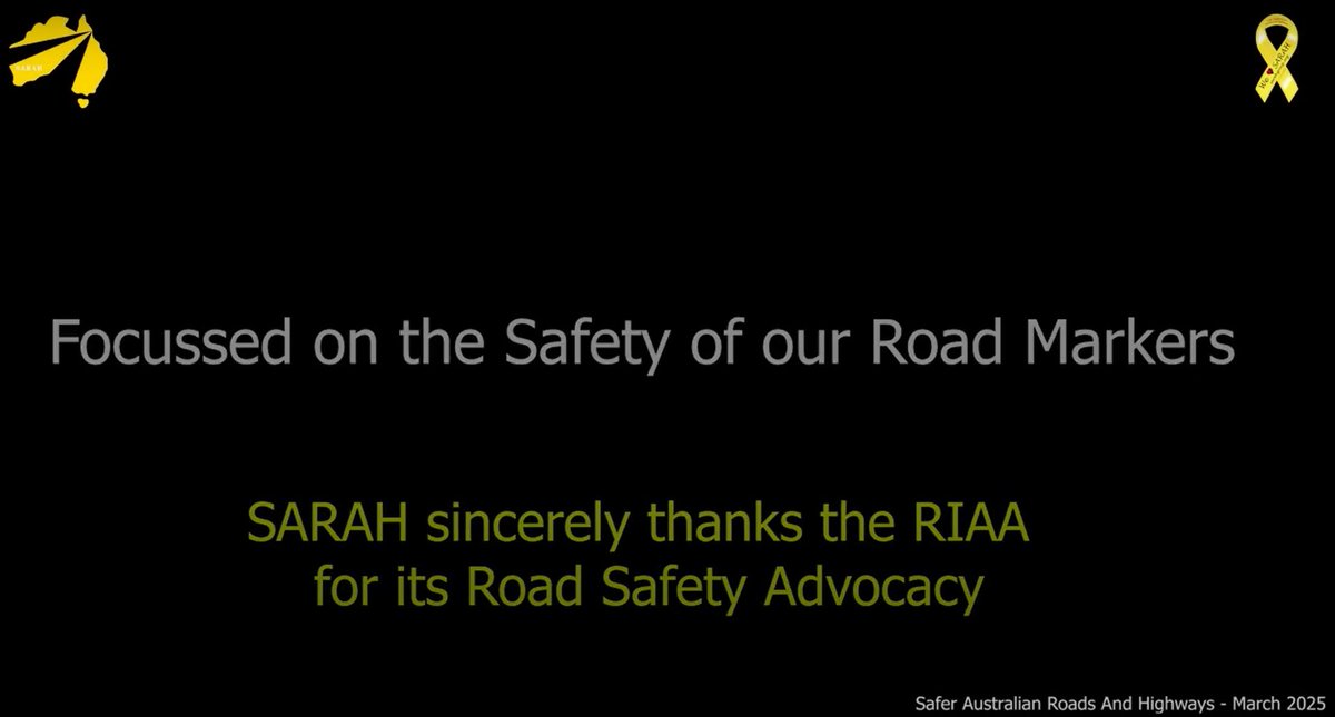 SARAH thx the President, Board &amp; CEO of the #RIAA for its commitment to improving #RoadSafety outcomes not just for our road workers, but every Australian. Their reason is simple... Everyone has a right to #GetHomeSafe... every day ... No Exceptions! #NRSW youtu.be/eMkjSXLLLI8