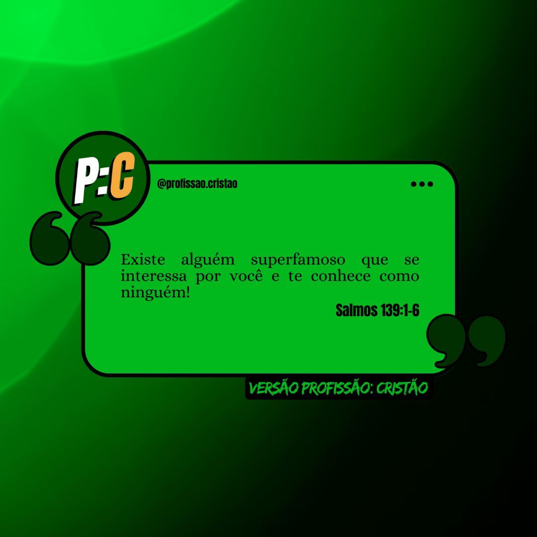 profcristao's tweet photo. O #mundocorporativo busca sucesso através da #fama. Muitos tornam-se #famosos às custas de outros e pouco se importam com isso. Porém, Alguém #superfamoso se interessa e conhece você.

Leia Salmos 139:1-6 https://t.co/ke2qv5NI9K