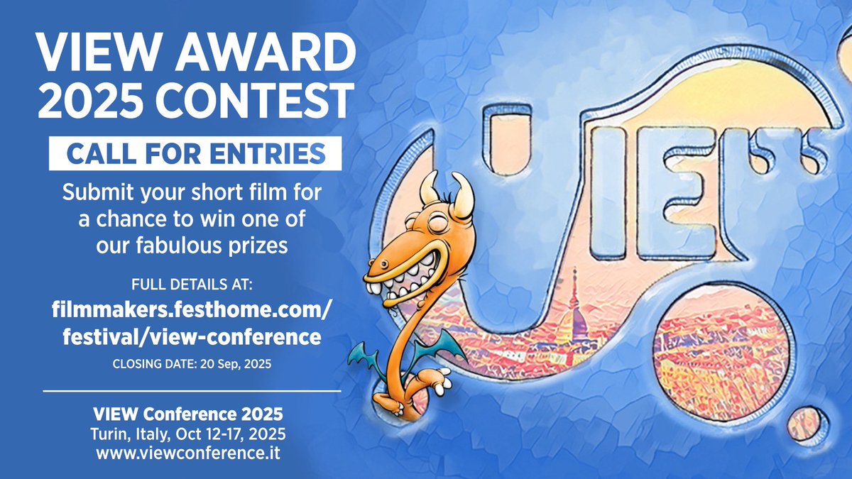 ViewConference's tweet photo. @ViewConference is delighted to announce that our #viewaward contest 2025 is now open for submissions.
For more information visit our website.
https://t.co/CgwwELJPsi
#competion #viewconference #animation #animatedshort #film #vfx #games #art #ai #cgi #realtime https://t.co/XNSZov9ne8