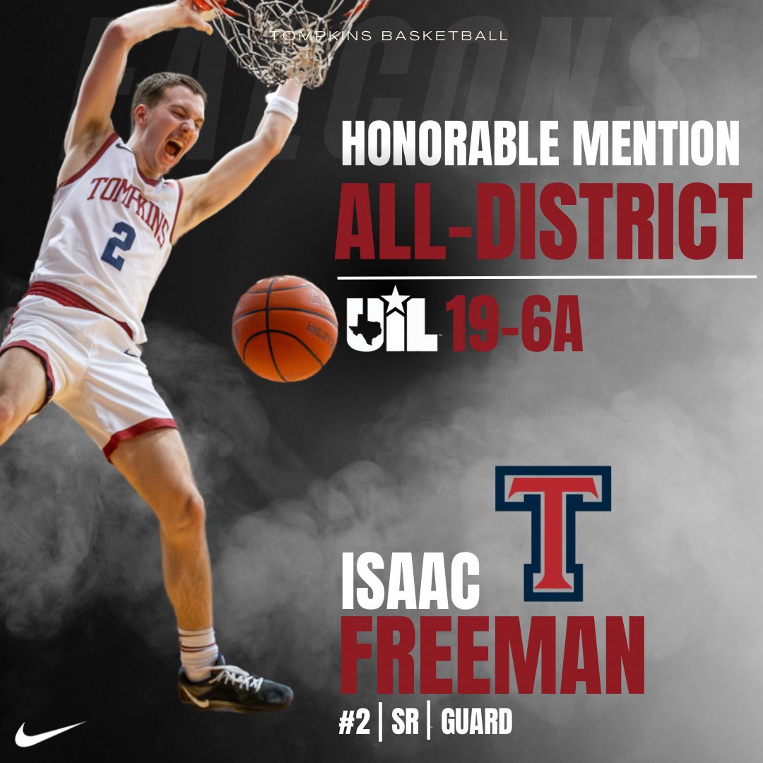 TOMPKINS BASKETBALL (@tompkinshoops) on Twitter photo Congratulations to Isaac Freeman on being selected 19-6A Honorable Mention All-District! We are so proud of you! <a href="/Ifree22_ktx/">Isaac Freeman</a> <a href="/TompkinsHS/">Tompkins High School</a> <a href="/1falconfanatics/">Falcon Fanatics</a> Congratulations to Isaac Freeman on being selected 19-6A Honorable Mention All-District! We are so proud of you! <a href="/Ifree22_ktx/">Isaac Freeman</a> <a href="/TompkinsHS/">Tompkins High School</a> <a href="/1falconfanatics/">Falcon Fanatics</a>