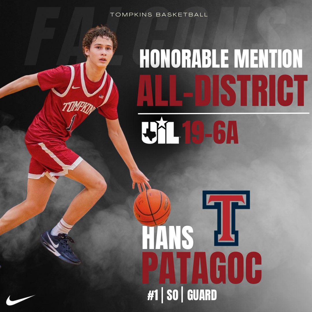 TOMPKINS BASKETBALL (@tompkinshoops) on Twitter photo Congratulations to Hans Patagoc on being selected 19-6A Honorable Mention All-District! We are so proud of you! <a href="/hansjpat/">Hans Patagoc 2027 π΅ππΊπΈ</a> <a href="/TompkinsHS/">Tompkins High School</a> <a href="/1falconfanatics/">Falcon Fanatics</a> Congratulations to Hans Patagoc on being selected 19-6A Honorable Mention All-District! We are so proud of you! <a href="/hansjpat/">Hans Patagoc 2027 π΅ππΊπΈ</a> <a href="/TompkinsHS/">Tompkins High School</a> <a href="/1falconfanatics/">Falcon Fanatics</a>