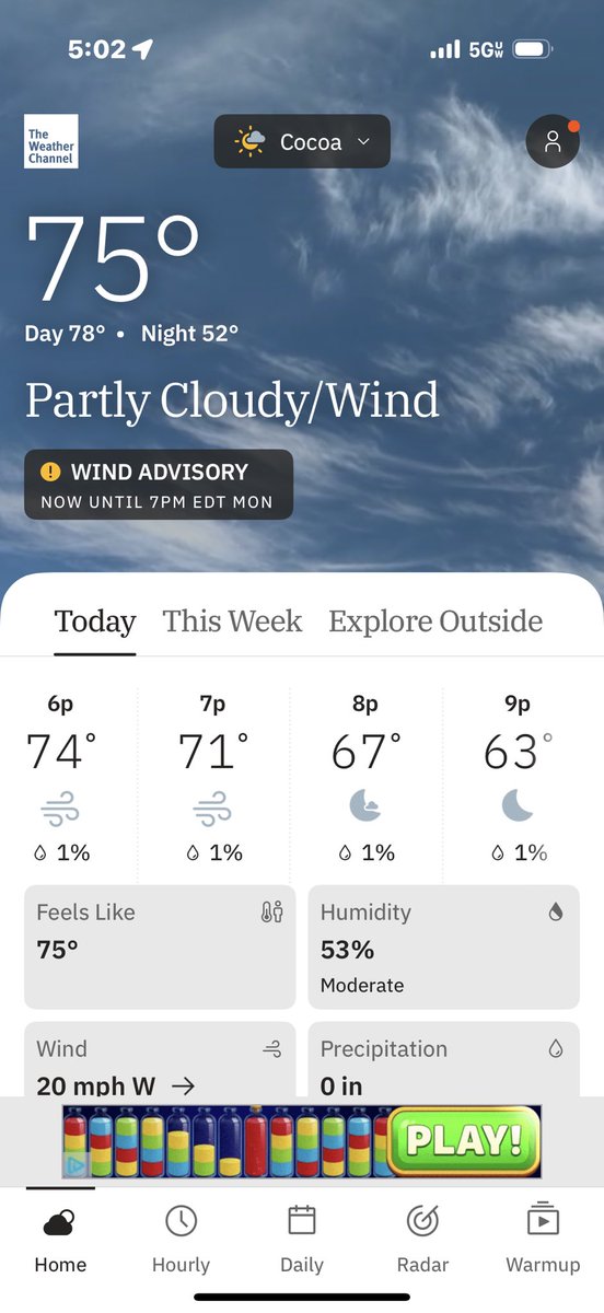 Ready to depart for Florida…I hope I have a sweatshirt when I get there. Figures Mother Nature would play this trick on me!! Omaha on left, Coco Fl on right