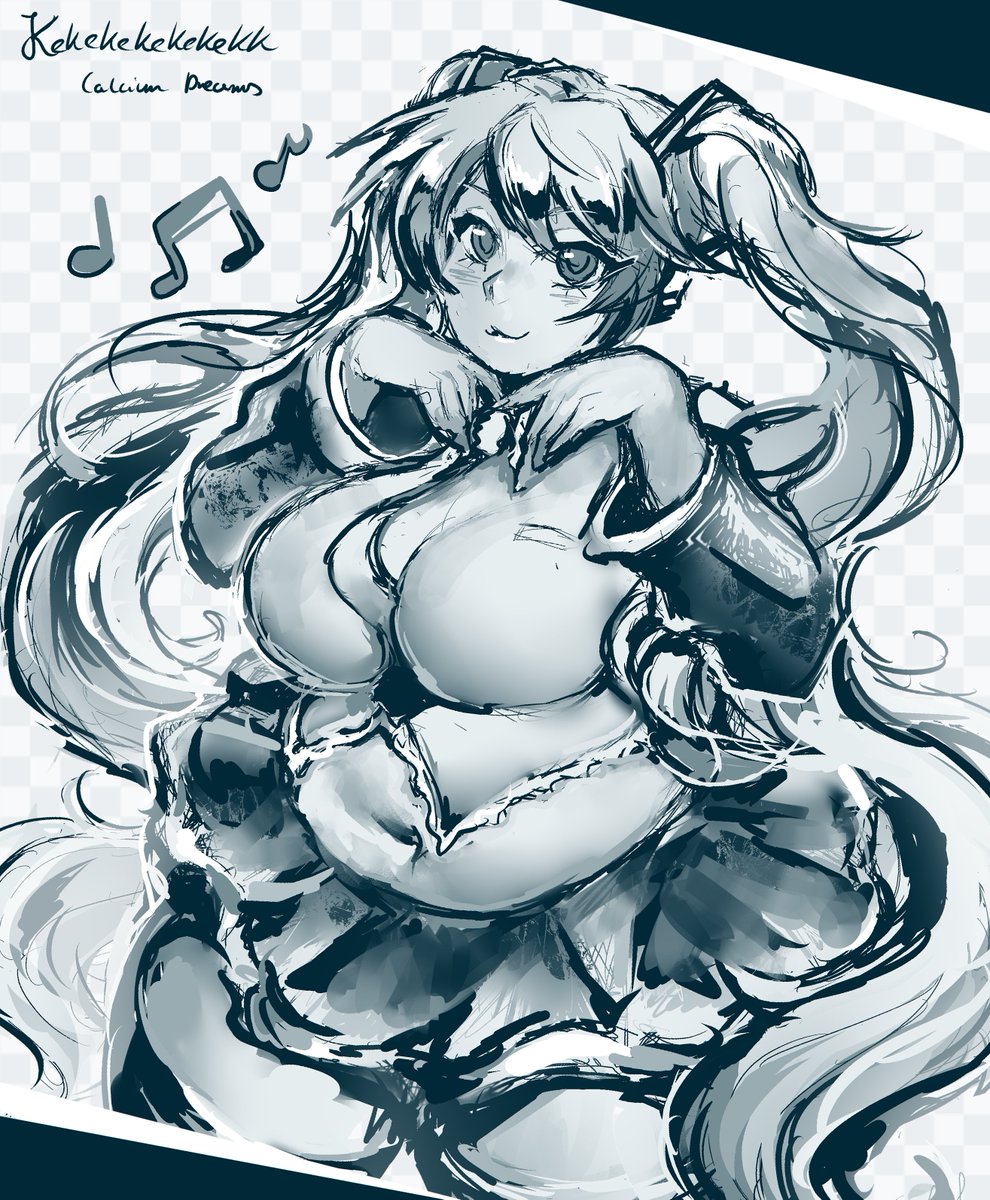 kekekekekekekk_'s tweet image. I&apos;m still at sappy mood,so I drew plump Miku doodle

I tried to make it cute n &quot;retro&quot;

#ミクの日 #MikuDay