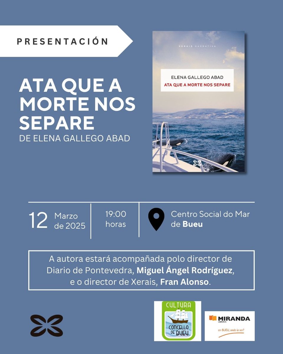 AELG (@aelg) on Twitter photo Bueu: presentación de Ata que a morte nos separe, de Elena Gallego Abad: axendacultural.aelg.gal/2025/03/11/bue… <a href="/elenagallegoab/">Elena Gallego Abad</a> <a href="/franalonso/">Fran Alonso</a> <a href="/Xerais/">Xerais</a> <a href="/LibreriaMiranda/">LIBRERÍA MIRANDA</a> <a href="/ConcellodeBueu/">Concello de Bueu</a> Bueu: presentación de Ata que a morte nos separe, de Elena Gallego Abad: axendacultural.aelg.gal/2025/03/11/bue… <a href="/elenagallegoab/">Elena Gallego Abad</a> <a href="/franalonso/">Fran Alonso</a> <a href="/Xerais/">Xerais</a> <a href="/LibreriaMiranda/">LIBRERÍA MIRANDA</a> <a href="/ConcellodeBueu/">Concello de Bueu</a>