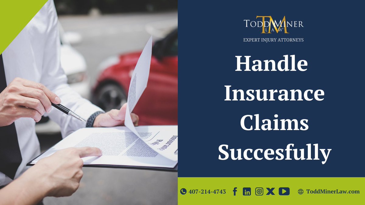 Handling insurance claims successfully isn’t just about paperwork—it’s about knowing your rights! 🚗💼 

Before making any statements or accepting an offer, consult with an experienced accident and injury attorney. 

#ToddMinerLaw #floridalaw #floridalawyer