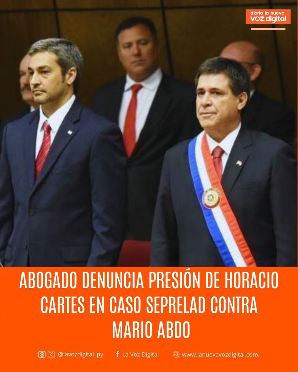 lavozdigital_py's tweet photo. Felino Amarilla, abogado de Carlos Arregui, acusa que la causa contra exministros de Mario Abdo carece de fundamentos y responde a presiones políticas ejercidas por Horacio Cartes. 🔥
Más en la web: https://t.co/kclq27eZFg
#LaNuevaVozDigitalPy #Seprelad https://t.co/Zci1w3P3bW