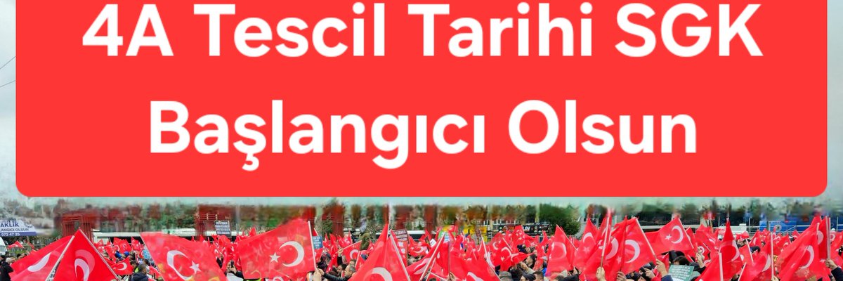 <a href="/platfrmcirakstj/">STAJ VE ÇIRAKLIK SİGORTASI MAĞDURLARI PLATFORMU</a> <a href="/RTErdogan/">Recep Tayyip Erdoğan</a> <a href="/dbdevletbahceli/">Devlet Bahçeli</a> <a href="/Mustafa_Destici/">Mustafa Destici</a> <a href="/isikhanvedat/">Prof. Dr. Vedat Işıkhan</a> <a href="/_cevdetyilmaz/">Cevdet Yılmaz</a> <a href="/tcmeb/">Millî Eğitim Bakanlığı</a> <a href="/csgbakanligi/">T.C. Çalışma ve Sosyal Güvenlik Bakanlığı</a> <a href="/MuratCahidCINGI/">Dr.Murat Cahid CINGI</a> <a href="/Tisk_kurumsal/">TİSK</a> <a href="/ATOkurumsal/">Ankara Ticaret Odası</a> <a href="/itokurumsal/">İstanbul Ticaret Odası (İTO)</a> <a href="/tcmeb_mtegm/">Meslekî ve Teknik Eğitim Genel Müdürlüğü</a> <a href="/celal_adan/">Celal ADAN</a> <a href="/M_Levent_Bulbul/">Muhammed Levent BÜLBÜL</a> <a href="/erkanakcay45/">Erkan Akçay</a> <a href="/YildizFeti/">Feti Yıldız</a> <a href="/MKalayci42/">Mustafa Kalaycı</a> <a href="/ifarukaksu/">İsmail Faruk Aksu</a> <a href="/staj_dernegi/">İzmir Staj ve Çıraklık Mağdurları Derneği</a> <a href="/HMBakanligi/">T.C. Hazine ve Maliye Bakanlığı</a> E-devlette görünen 4a tescili giriş olarak kabul edilsin 
Devletin verdiği sigortayı
Aynı devlete anlatmaya çalışıyoruz
StajÇıraklıkSgkBaşlangıcıOlsun
Anayasal hakkımiz olani istiyoruz ve diyoruz ki;
Üretimin Can Damarlarıyız
4A Tescil İle
#StajVeÇıraklıkAdaletiSağlansın