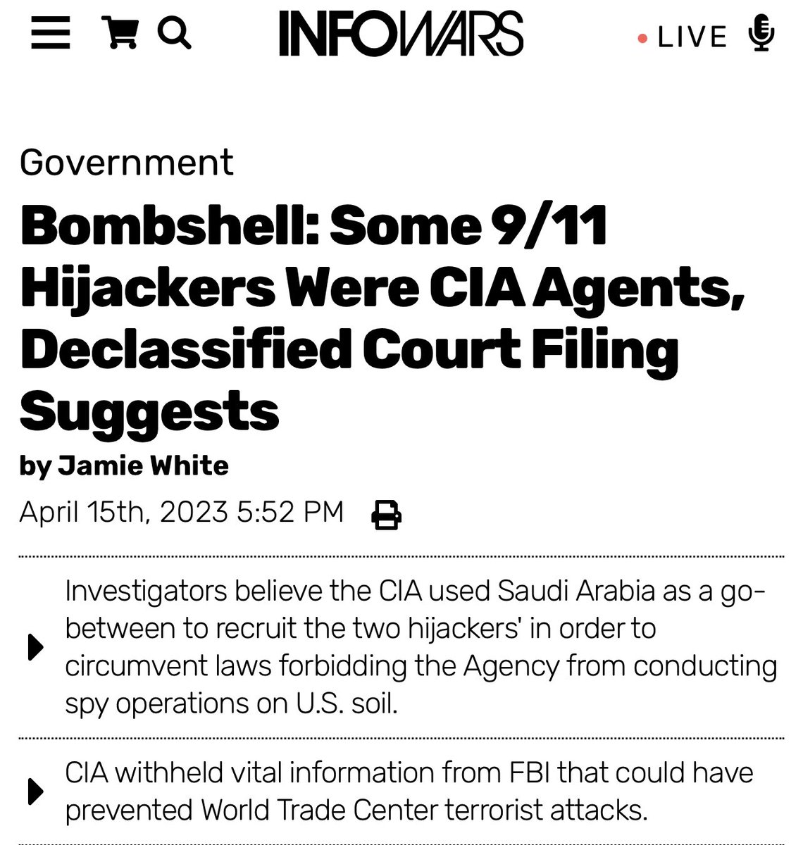 [RG911Team] We mourn the death of Infowars reporter Jamie White <a href="/whiteisthefury/">Jamie White</a>, who was murdered in Austin, TX.

He followed our 9/11 work closely and reported on the CIA’s involvement in 9/11.

Our hearts go out to the <a href="/infowars/">INFOWARS</a> team. We pray the killer is brought to justice.