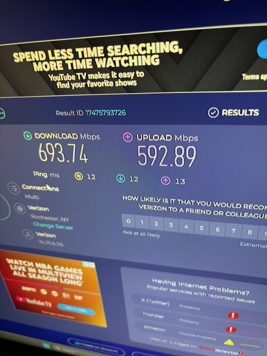 Been rocking with #spectrum 200 down and 30 up for the last couple years. No more laggy ass streams thanks to #Verizon Fios🙌🏻