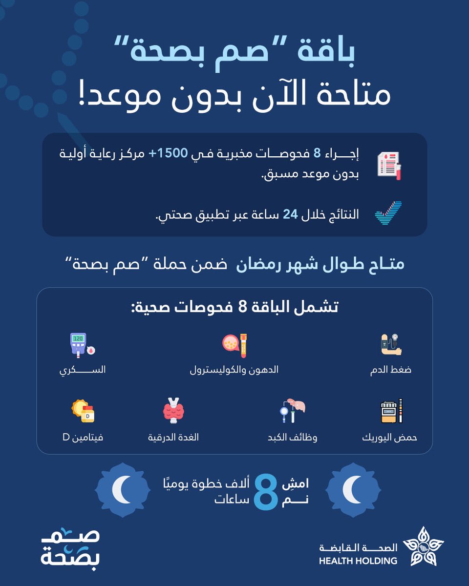 HealthCo_sa's tweet photo. الآن يمكنك إجراء الفحوص المخبرية في أكثر من 1500 مركز رعاية أولية حول المملكة بدون موعد!
النتائج خلال 24 ساعة عبر تطبيق “صحتي”
اهتم بصحتك وابدأ رحلتك نحو حياة أكثر عافية.

 تعرف على أقرب مركز رعاية أولية لك :
https://t.co/C9KPTMDOrB
#صم_بصحة https://t.co/by4Oxka0yj