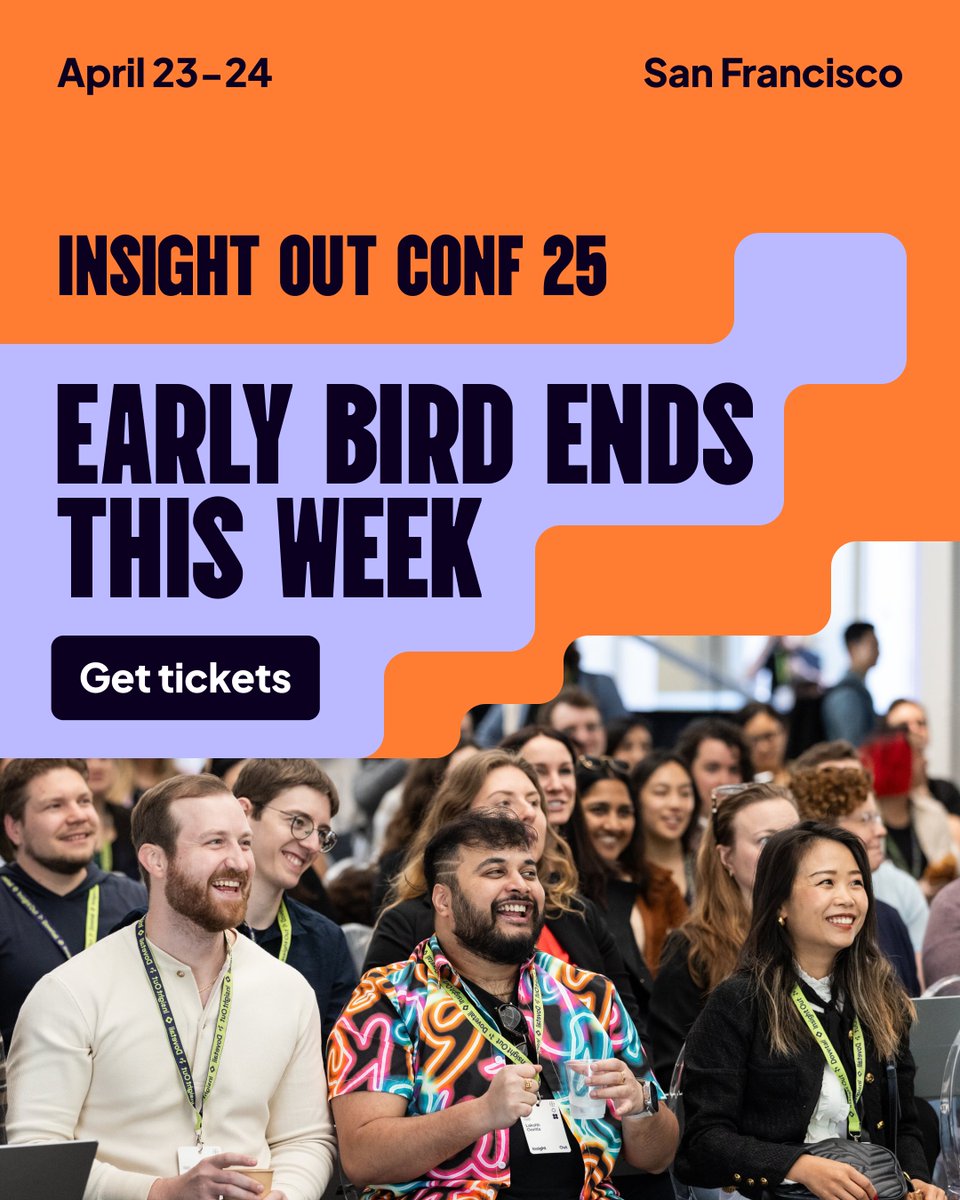 This Friday is your last chance for #InsightOut25 early bird tickets! 🏃‍♂️

With the first day already sold out and the second day selling fast, secure your ticket before FOMO sets in.

Grab your early bird ticket and save 33%: dvtl.link/40m2wVm