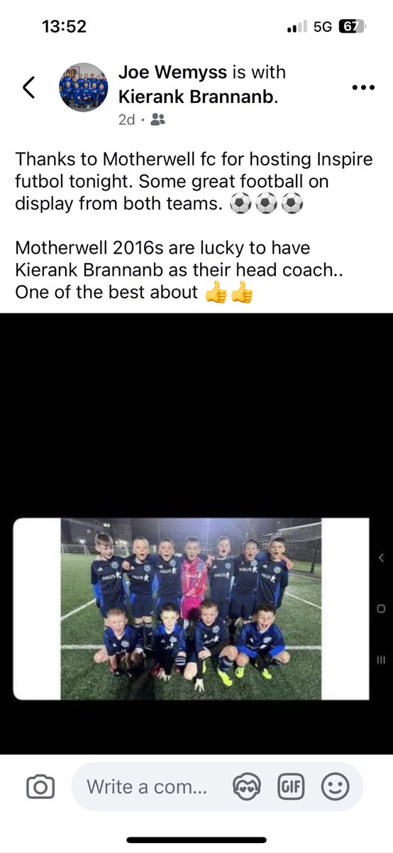 Always good to get recognised coaching the game for the wee fellas ⚽️⚽️⚽️