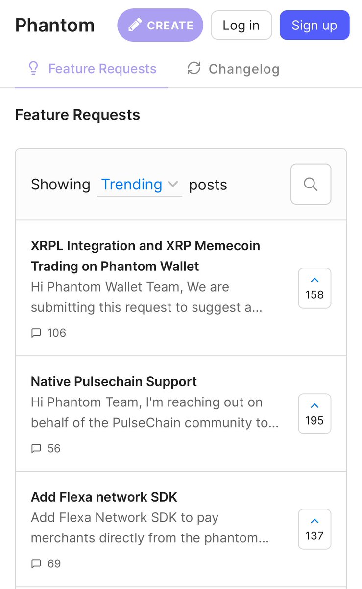 In 24 Hours ⏰ since submission, the:

XRPL Integration and XRP Memecoin Trading on Phantom Wallet 

Feature Request for <a href="/phantom/">Phantom</a>, has taken the top spot for Trending! 🥇

#XRPCommunity we must not relent..there are over 5 million $XRP wallets, and thousands of memecoin holders