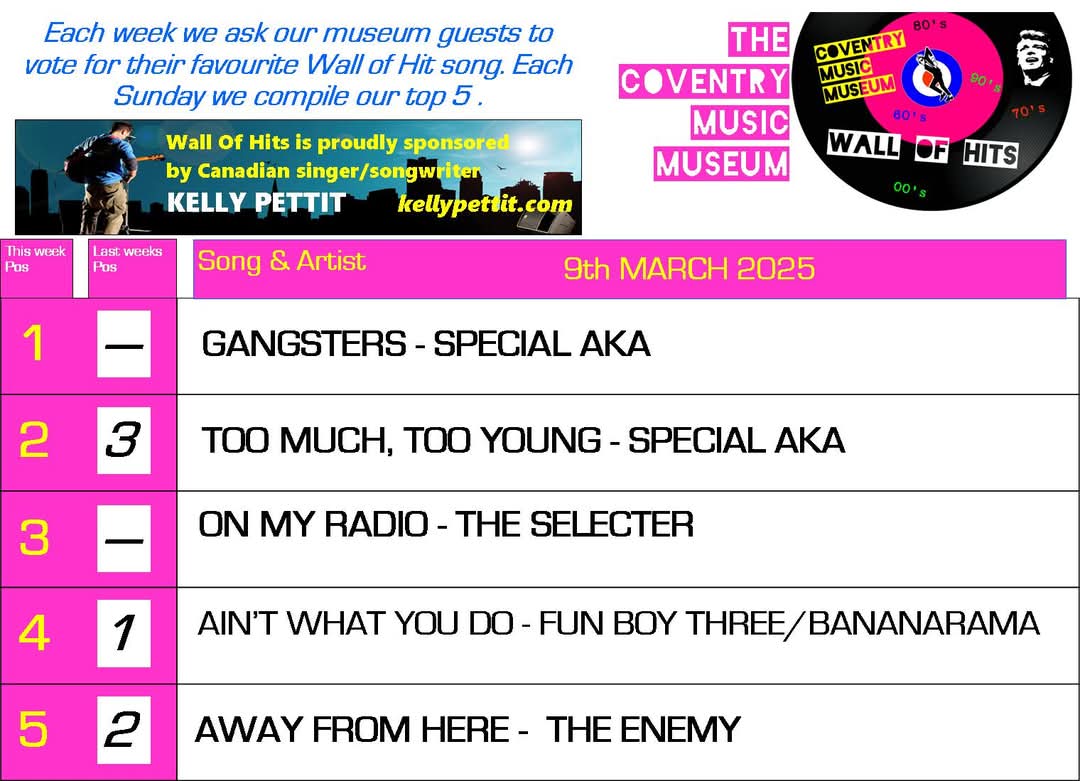 CovMusicM's tweet image. This weeks Coventry Chart