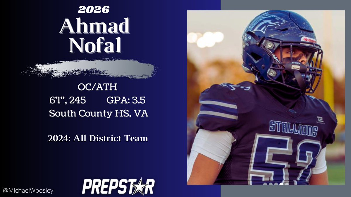 Coach Mike, PrepStar SW (@michaelwoosley) on Twitter photo Ahmad has good upper-body strength and uses his hands well to control defensive linemen. One of his standout traits is his ability to get to the second level. He moves well in space, locates linebackers efficiently, and seals off blocks to create running lanes. <a href="/bigahmad12/">Ahmad Nofal</a> Ahmad has good upper-body strength and uses his hands well to control defensive linemen. One of his standout traits is his ability to get to the second level. He moves well in space, locates linebackers efficiently, and seals off blocks to create running lanes. <a href="/bigahmad12/">Ahmad Nofal</a>