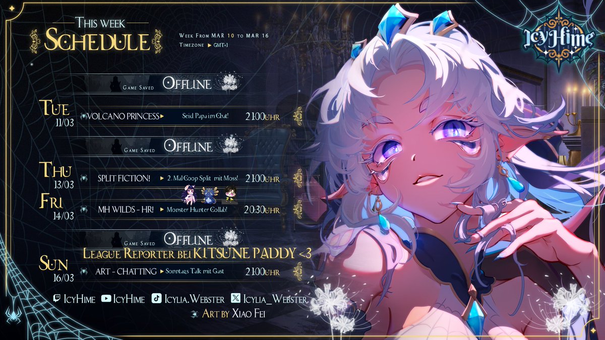 IcyHime | GER Spider Vtuber |🕸️👑❄️ (@icylia_webster) on Twitter photo Wir sind wieder am Dienstag Eltern und am Donnerstag geht es weiter mit Split-Fiction gemeinsam mit Moss! Am Freitag spielen wir Monster Hunter Wilds weiter mit <a href="/Kitsune_Paddy/">Kitsune_Paddy II Vtuber</a> Kura und Moss. Und am Wochenende bin ich bei kitsune_Paddy als Reporter beim League of Legends Tunier! Wir sind wieder am Dienstag Eltern und am Donnerstag geht es weiter mit Split-Fiction gemeinsam mit Moss! Am Freitag spielen wir Monster Hunter Wilds weiter mit <a href="/Kitsune_Paddy/">Kitsune_Paddy II Vtuber</a> Kura und Moss. Und am Wochenende bin ich bei kitsune_Paddy als Reporter beim League of Legends Tunier!