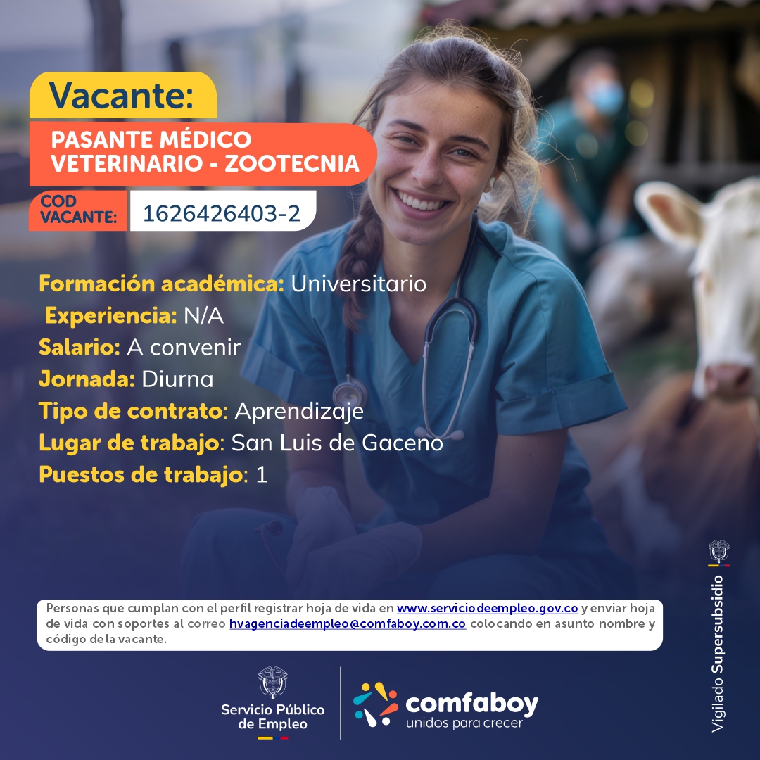 comfaboy's tweet photo. La Agencia Pública de Empleo de COMFABOY requiere postular personal para vacantes ofertadas por las empresas inscritas como oferentes y empleadores a esta Caja de compensación. Recuerda que encontrarás un listado más amplio en https://t.co/XbIkdmecr0
#ComfaboyUnidosParaCrecer https://t.co/jxwpc3LARv