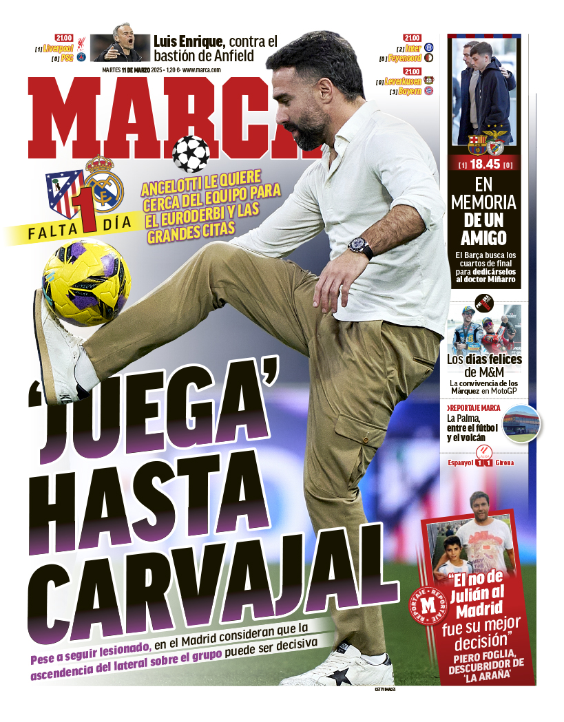 #LaPortada 🗞️ 'Juega' hasta Carvajal