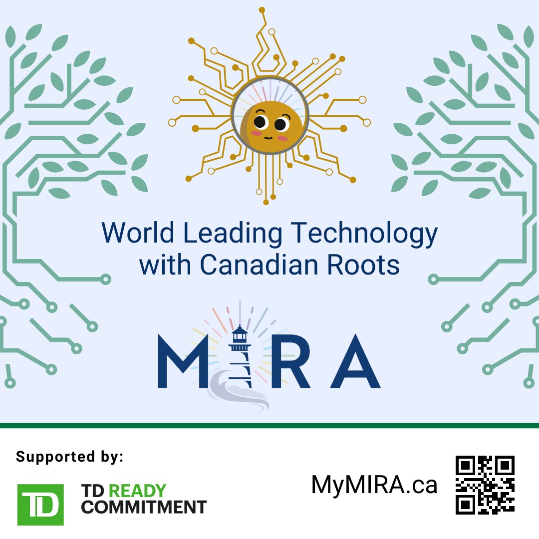 A huge thank you to TD Bank Group (<a href="/TD_Canada/">TD (Canada)</a>) for supporting MIRA! Your generosity helps us provide free access to resources with world-leading technology to all Canadians. Try MIRA here: MyMIRA.ca

#ThankYouTD #AI #TDReadyCommitment