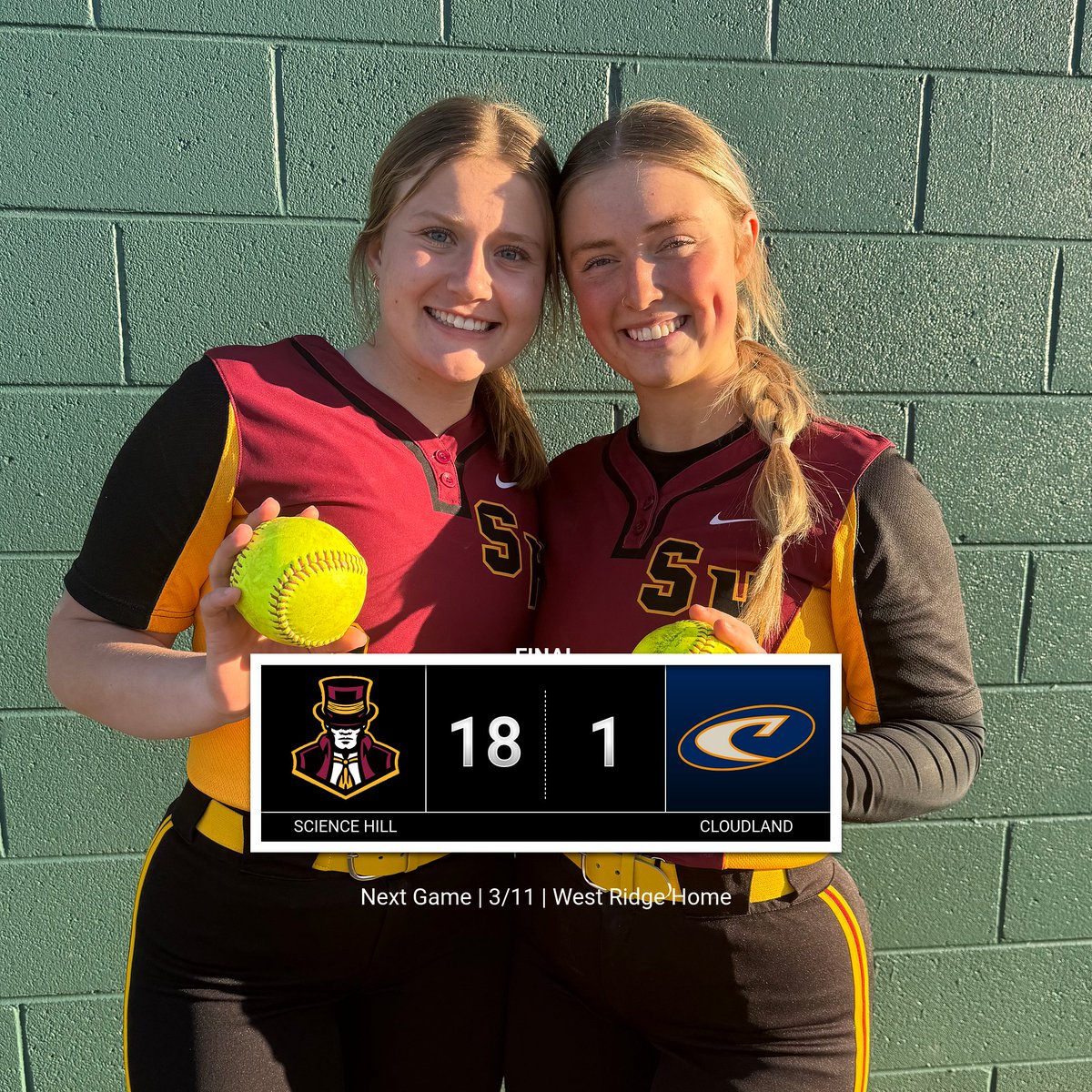 <a href="/lorawilgus/">Lora Wilgus</a> had 6 RBIS on 1 HR &amp; 1 2B in the 18-1 win over Cloudland. The team collected 10 hits including a HR by <a href="/isabelmeeks2026/">Isabel Meeks</a> &amp; 2Bs by 
<a href="/maddiediamond12/">Madeline Diamond</a> &amp; <a href="/CumbowKenz001/">Makenzie Cumbow</a>. Piper Brewer earned the W, giving up 1 hit, 0 runs in 3IP with 6Ks &amp; 1 BB