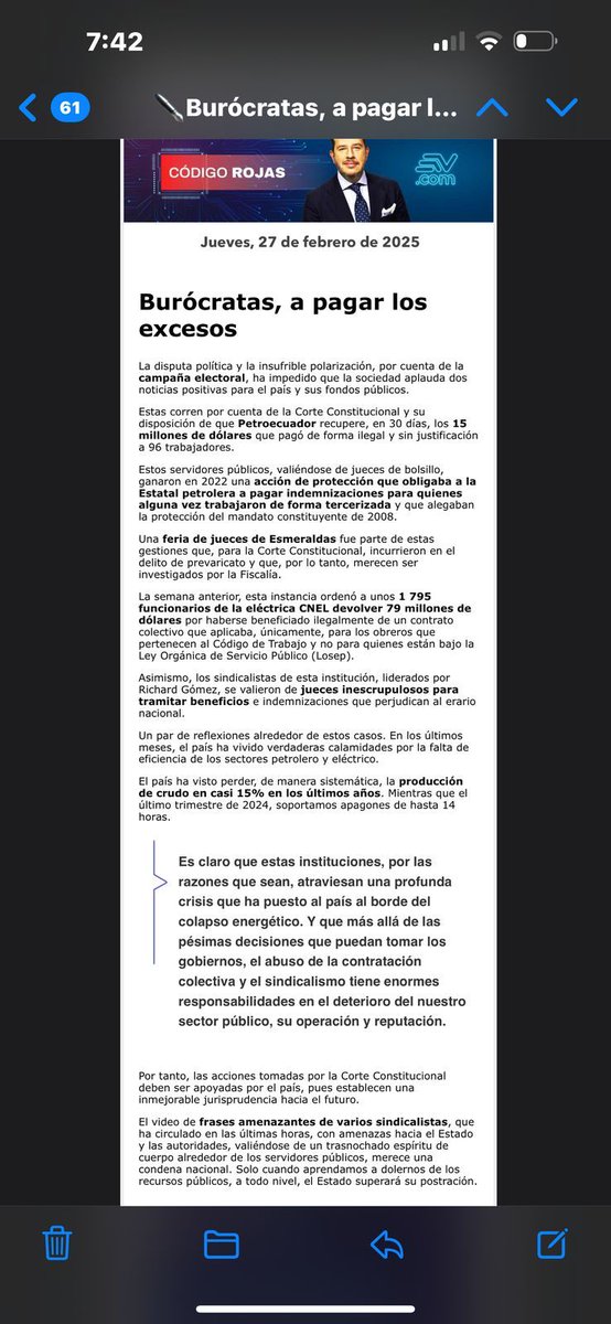 #CASO #CNEL

Llevo más de una Década Haciendo Dirigencia Gremial en el Sector Eléctrico (sin ser empleado de Cnel) y por eso es importante aclarar lo que acabe de leer en la columna de <a href="/carlosrojasecu/">Carlos Rojas Araujo</a> .

1. Hay un mal concepto, sobre que es el sindicalismo el que acaba de ser