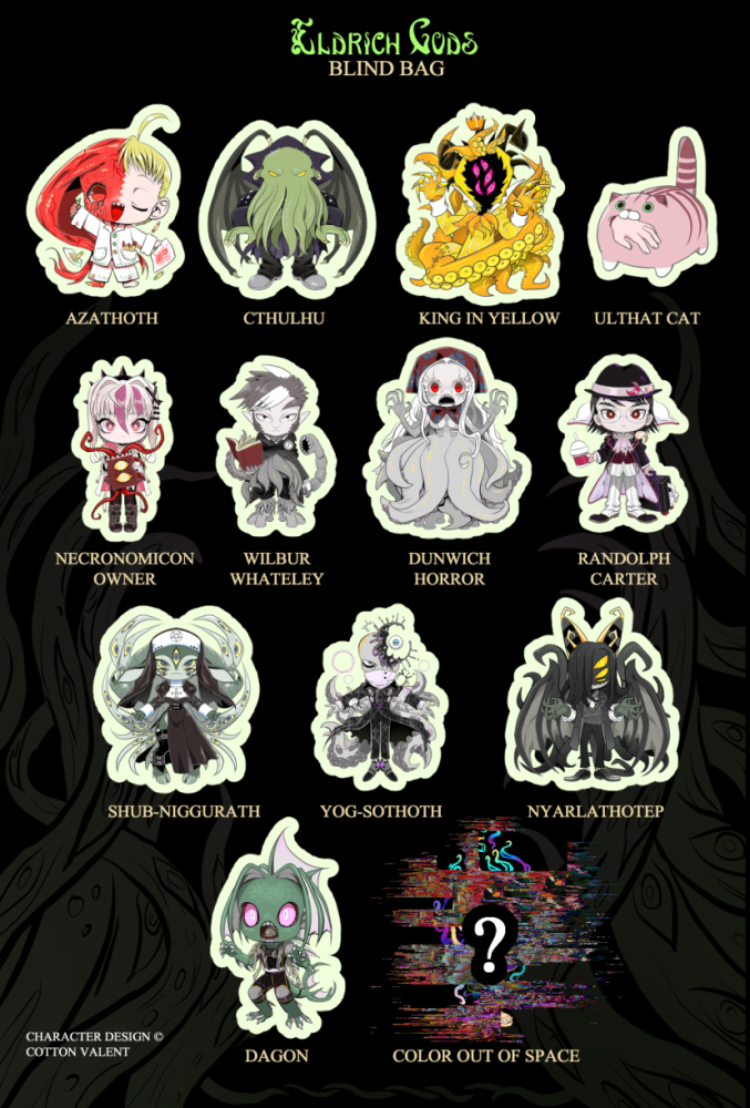「งาน #CQ8 มีพวงกุญแจสุ่มเทพบรรพกาลค่ะ มี 」|Cotton Valent 🖤 Thai Book Fair : i41のイラスト