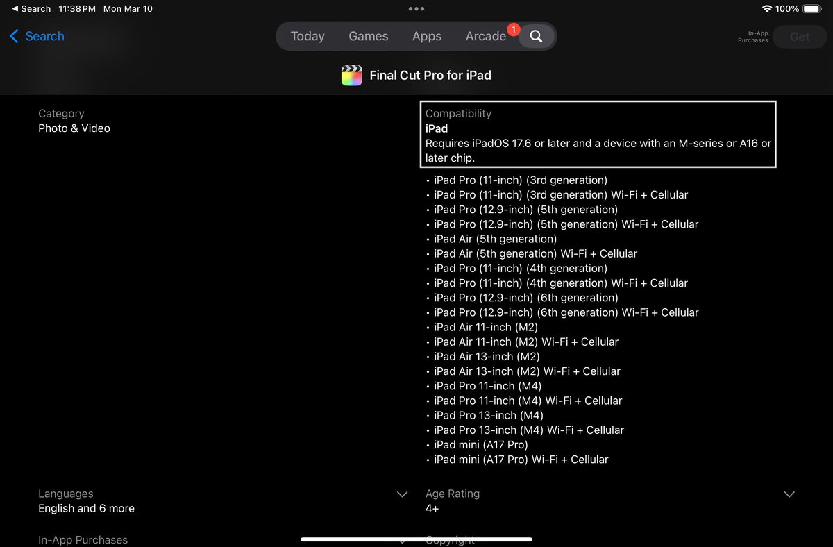 TheNickSoong's tweet image. Well, despite having less RAM than the iPad mini (A17 Pro) at 6GB, it looks like the #iPad (A16) will *finally* support #FinalCutPro, so this new iPad is now the most affordable device to run that Pro app!! #Apple