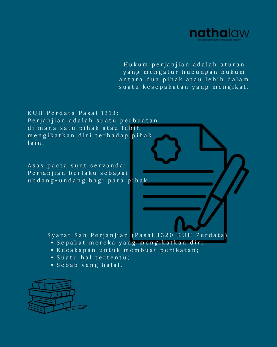 natha_law's tweet photo. "Hukum Perjanjian: Dasar Setiap Kesepakatan ⚖️"

Setiap transaksi, dari jual beli hingga kerja sama bisnis, diatur oleh hukum perjanjian. Apa syarat sahnya? Apa risikonya jika dilanggar? Simak di thread ini! ⬇️
#Thread https://t.co/QMbSK9Z4yy