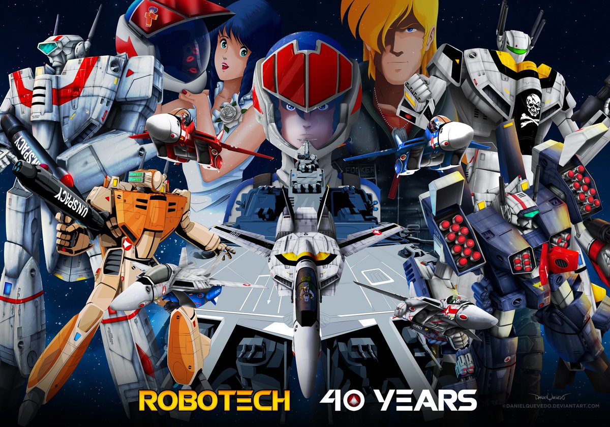RobotechNews's tweet photo. In celebration of #Robotech 40th Anniversary debut (March 4, 1985), our good friend, fan artist Daniel Quevedo Alvarez, made this new fan art collage for you to enjoy!

#80s #anime #macross https://t.co/pMtt90CBXC