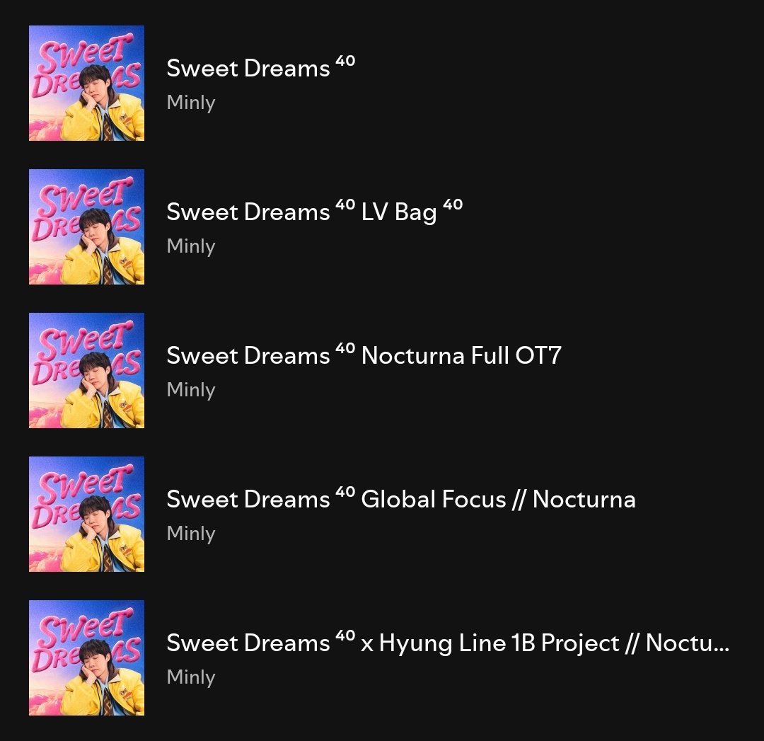 — Playlists de Spotify con x40 'Sweet Dreams' para aumentar nuestros números de stream

#jhope #jhope_SweetDreams #ARMYonSpotify