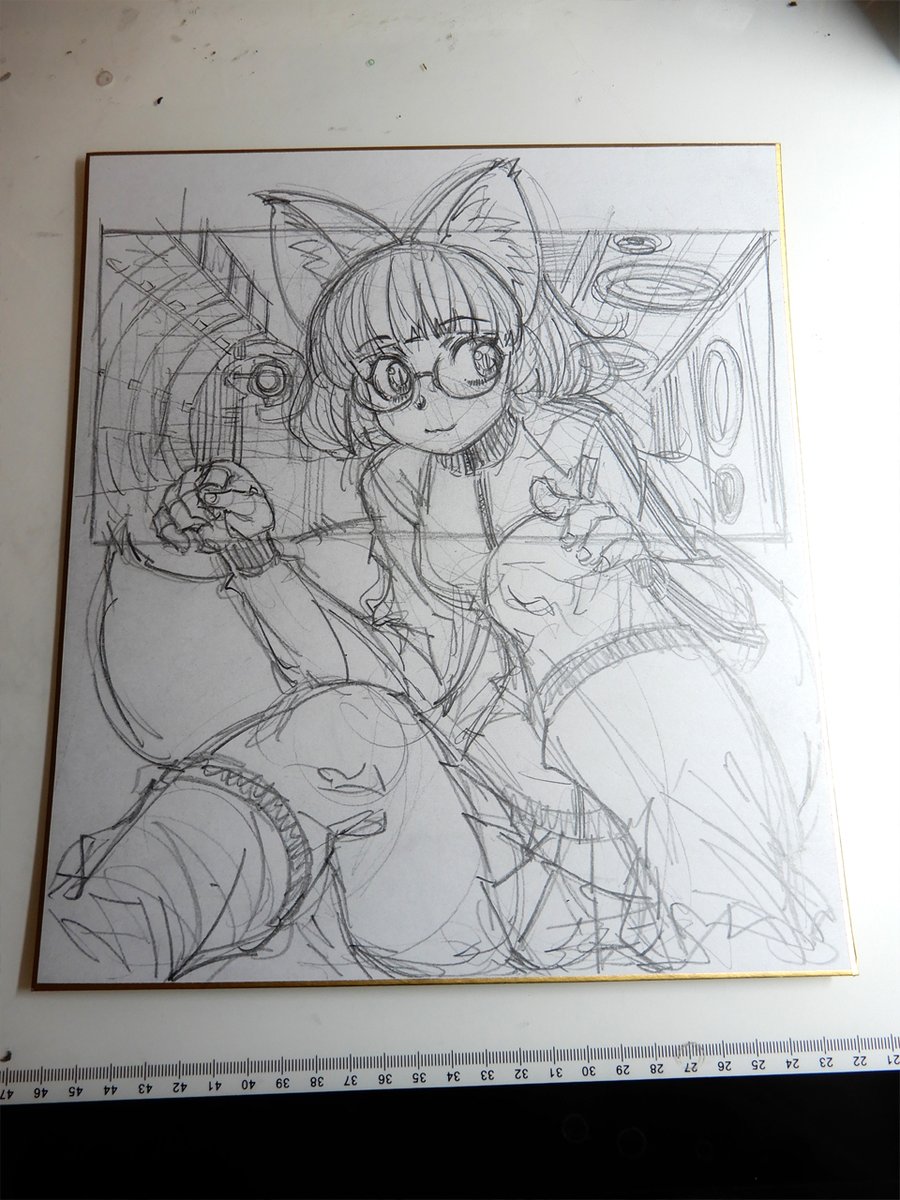 ラフ。友人との通話中に作画。 