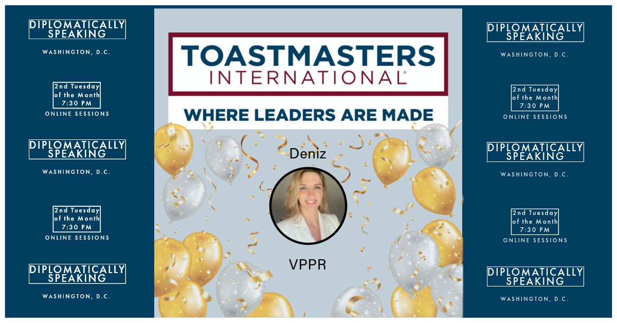 dip_dc's tweet photo. 🎉 Welcome to our new #VPPR, Deniz! Deniz will deliver her #Icebreaker & participate in an induction ceremony at the end of our 7:30 p.m. While new, she's already finished her TLI course & created items for us. We're thrilled to have her on board & can't wait to see her shine! 🌟 https://t.co/zFIgFFMAFR