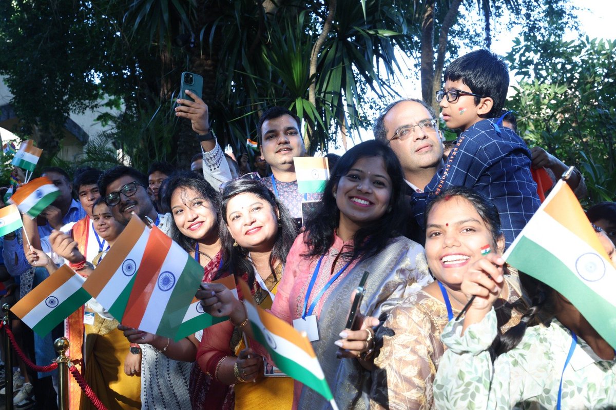 narendramodi's tweet image. Deeply touched by the warm welcome from the Indian community in Mauritius. Their strong connection to Indian heritage, culture and values is truly inspiring. This bond of history and heart continues to thrive across generations.