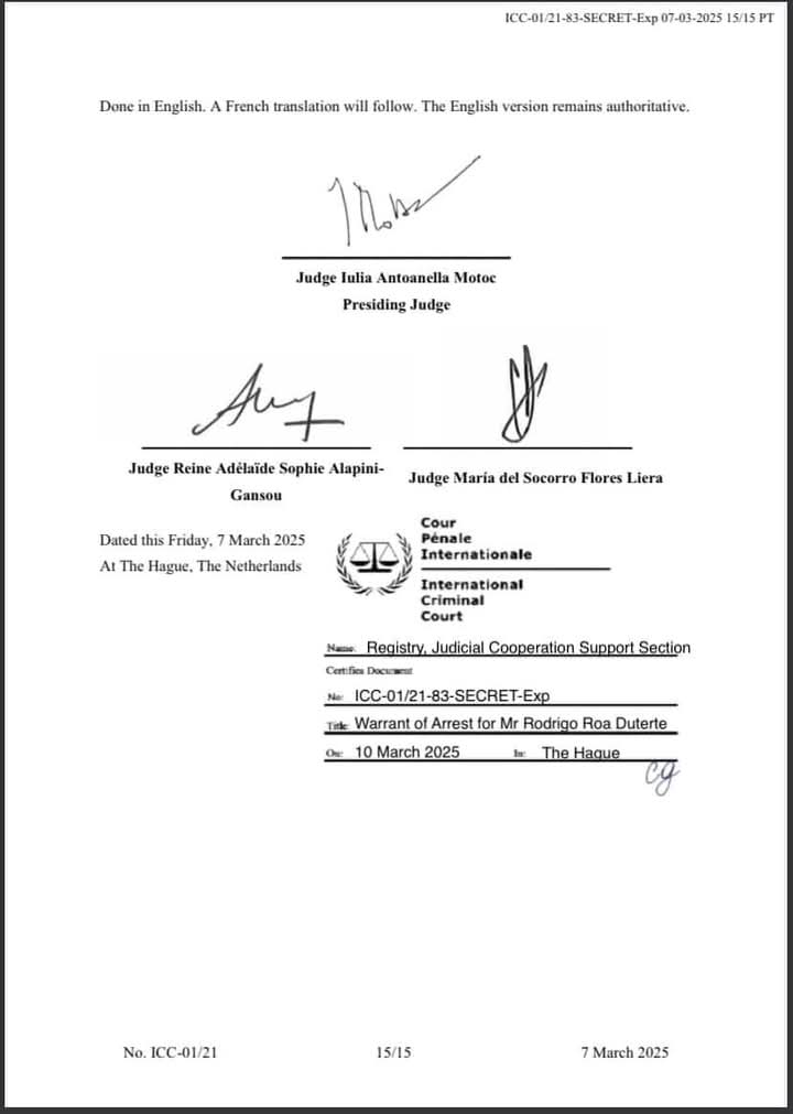 DeusXMachina14's tweet image. The precious warrant of arrest from the ICC.