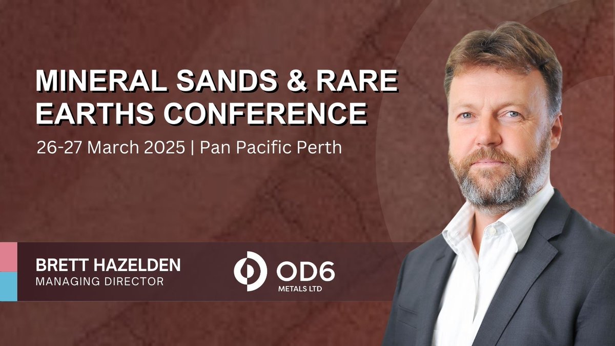 <a href="/Od6Metals/">OD6 Metals</a> MD Brett Hazelden is set to present the $OD6 story at the 25th Annual Mineral Sands &amp; Rare Earths Conference! 

📅 27 March 2025
⏰ 2.20pm (AWST)
📍 Pan Pacific Perth
🚀 Explore the full program here: 
🔗 bit.ly/4ht9PRM

#RareEarths #SplinterRock