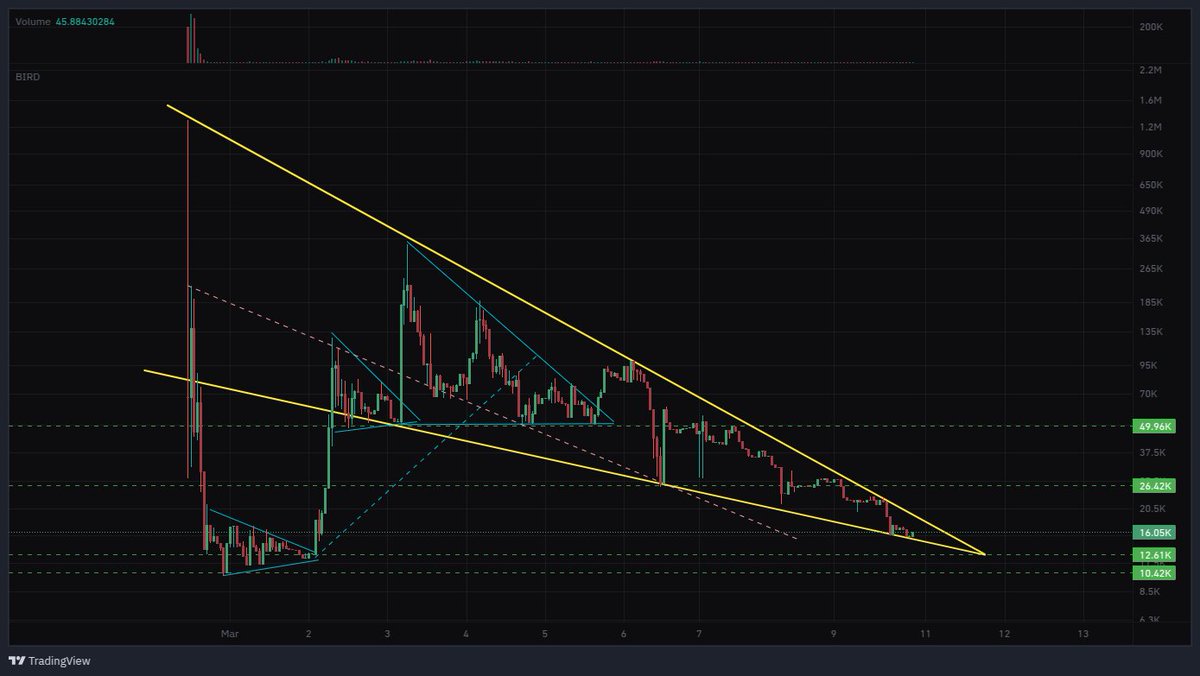 granularspeckle's tweet photo. I'm telling you $BIRD **WANTS** that bounce off ~12.5k SOOOOOOO BAD.
And yeah I know "blah blah blah TA doesn't work on lowcap memecoins" but I say BULLSHIT cause I've seen it happen too many times.
TA is pattern recognition meets psychology.
@Birdificatiooon #birdification #TA
($Bird 1hr log)
DDLwZ9UdhbYqa33vTLGfPLNy2Dq2sbsro29QeVR7pump