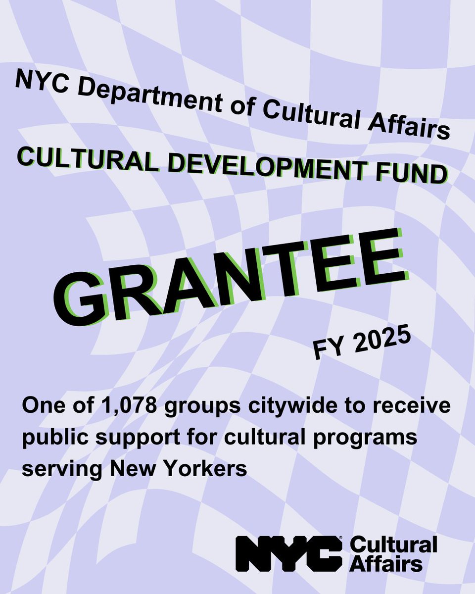 Exciting news: we’ve been awarded a grant through <a href="/NYCulture/">NYC Cultural Affairs</a>’s FY25 Cultural Development Fund! As one of 1,078 groups across the city to receive a CDF grant, we’re proud to deliver arts programming that engages NYers and contributes to NYC’s extraordinary cultural landscape.