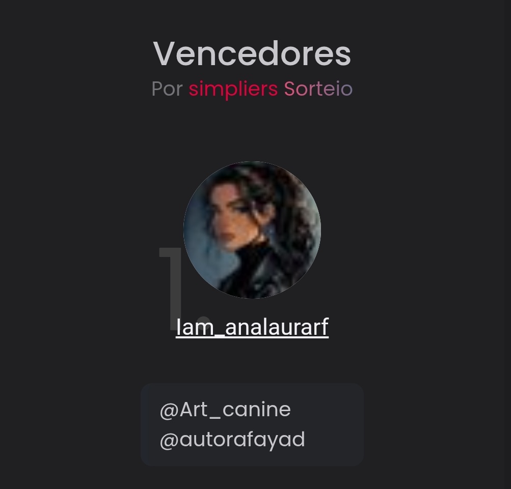 Resultado: 

<a href="/Iam_analaurarf/">Ana Rocha</a> ganhou!

Tu tem até amanhã pra me chamar na DM e fecharmos a ilustra💜