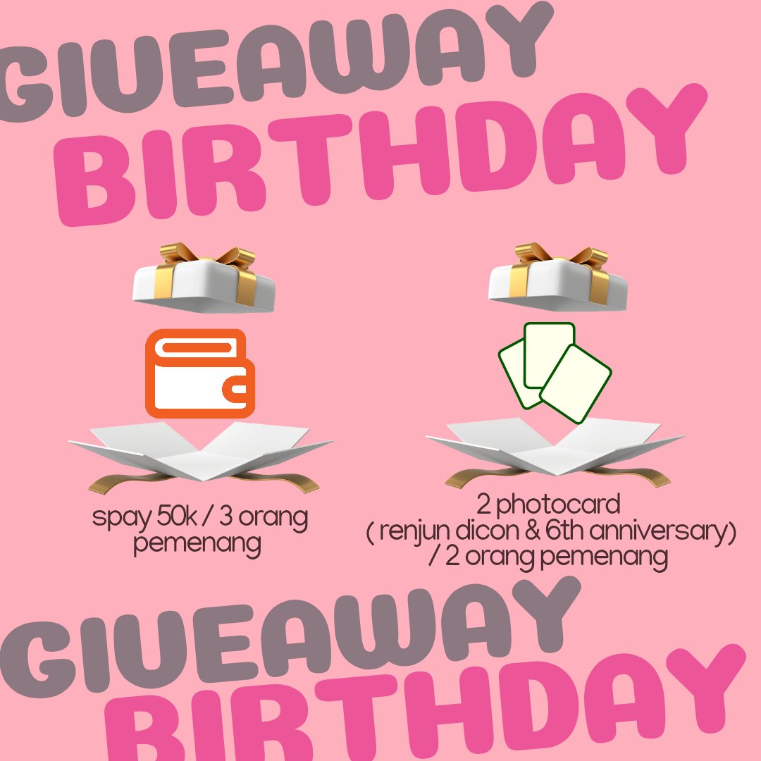 hiyyelloww1's tweet photo. 💝💝💝GIVE AWAY BIRTHDAY RENJUN💝💝💝
rulesnya di akun ini yawww
https://t.co/MlLxlZmH2j https://t.co/NcIq9AqdK0