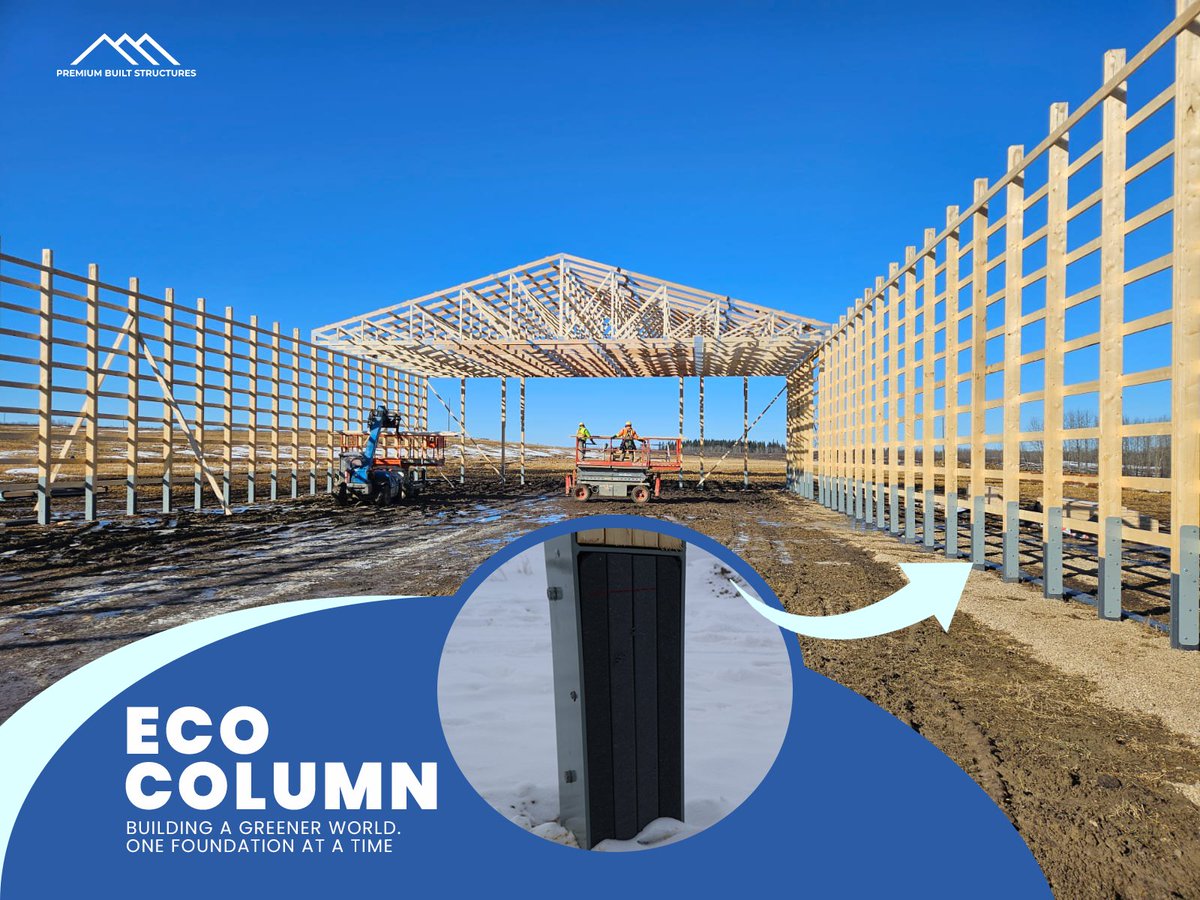 premiumbuilt's tweet photo. Our Eco Column is standing strong in this 70' x 120' x 20' shop in Athabasca County, Alberta! 💪🏽🏗️ This build is coming together beautifully—stay tuned for more updates as the project progresses! 🔨✨

#EcoColumn  #AthabascaCounty #postframe #PremiumBuiltStructures https://t.co/7l3JdD1bf6