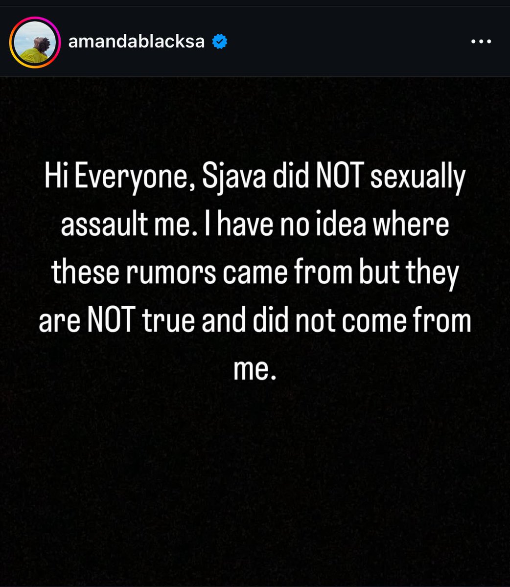 Amanda Black confirmed that Sjava did not force himself on her