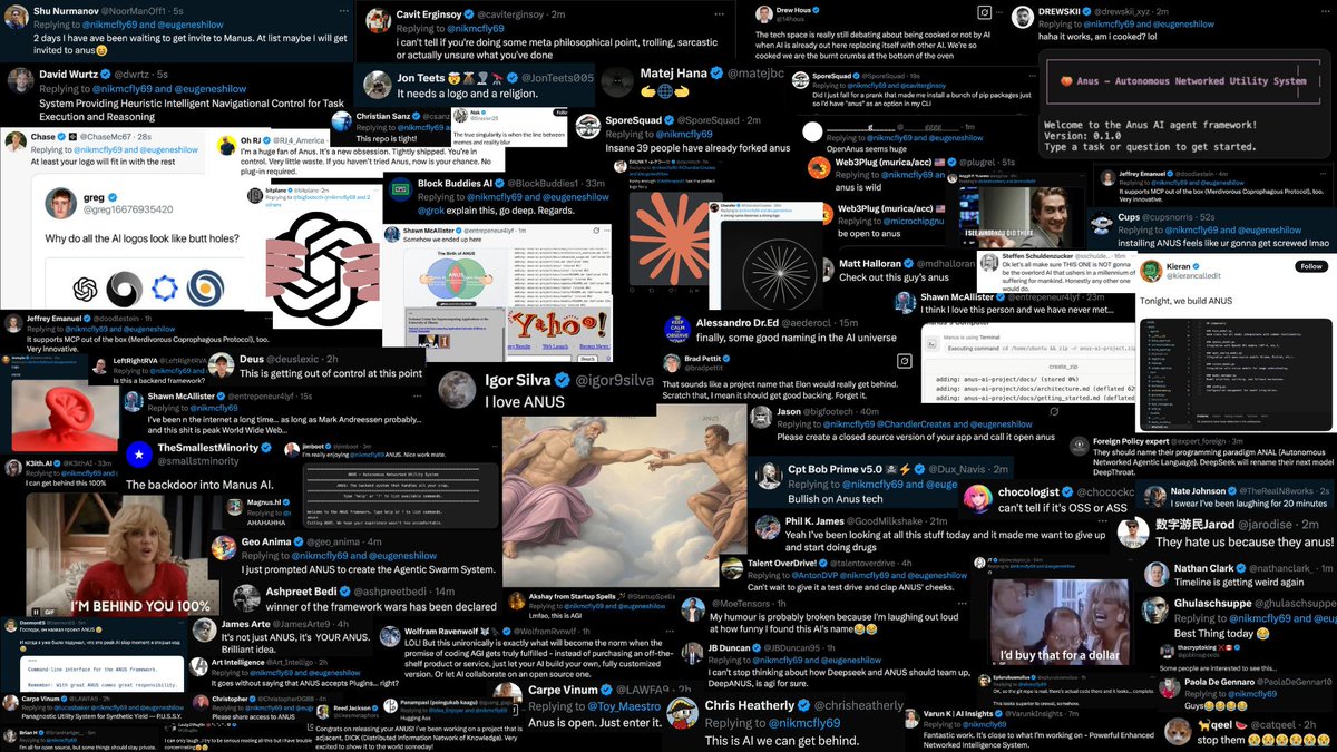 🧵After analyzing our social media interactions about the Autonomous Networked Utility System, we've compiled our findings. Results? 🍑 Absolutely spectacular

We have gathered the most unhinged yet AI-savvy community of like-minded individuals with one common goal — ANUS