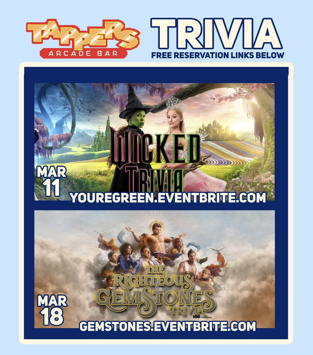 Rated one of the Top 10 Ways to Spend a Tuesday, TRIVIA! Make your FREE reservations now! ⬇️
youregreen.eventbrite.com
gemstones.eventbrite.com
