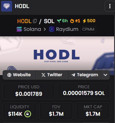 $HODL is trending #1 on DEXscreener
