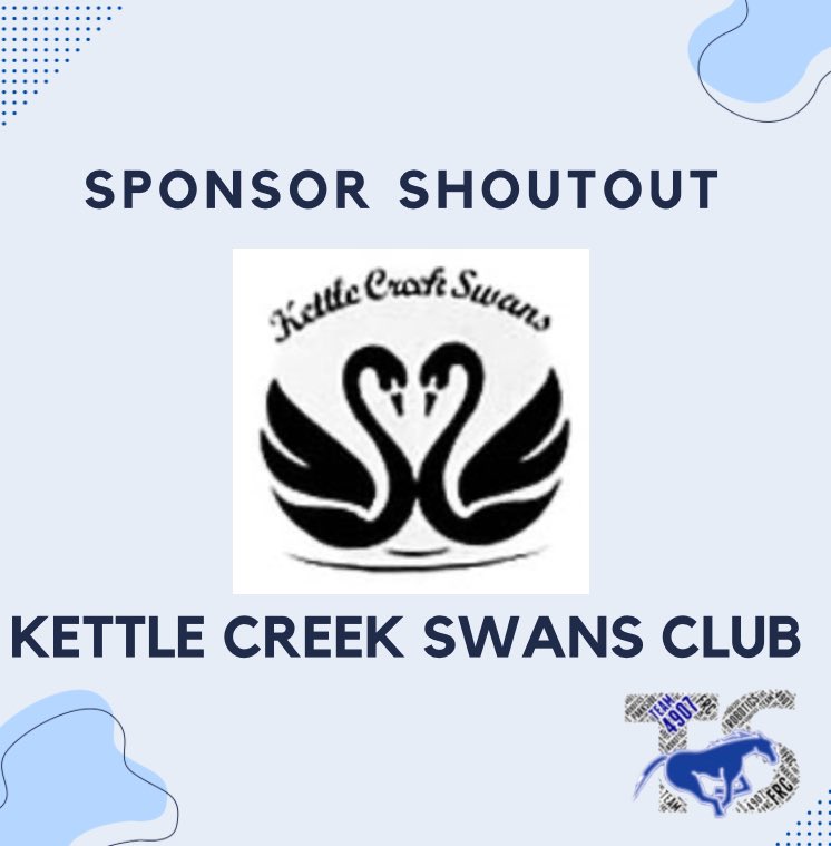 A huge thank you goes out to Kettle Creek Swans Club for sponsoring our team!