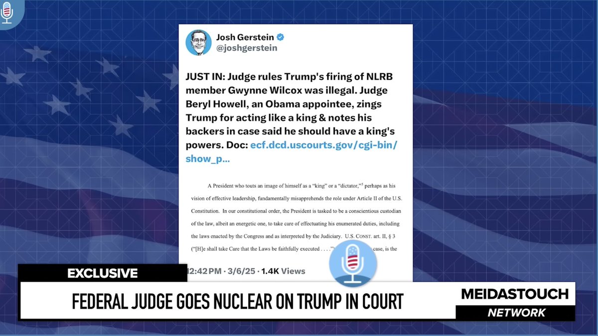 THEIALX's tweet image. Federal Judge GOES NUCLEAR On TRUMP in Court
10 Mar 2025

#TalkingFeds with Harry Litman
Harry updates #MeidasTouch co-host #BenMeiselas on the new legal landscape under the new administration. – TALKING FEDS PODCAST is a roundtable discussion that brings together prominent