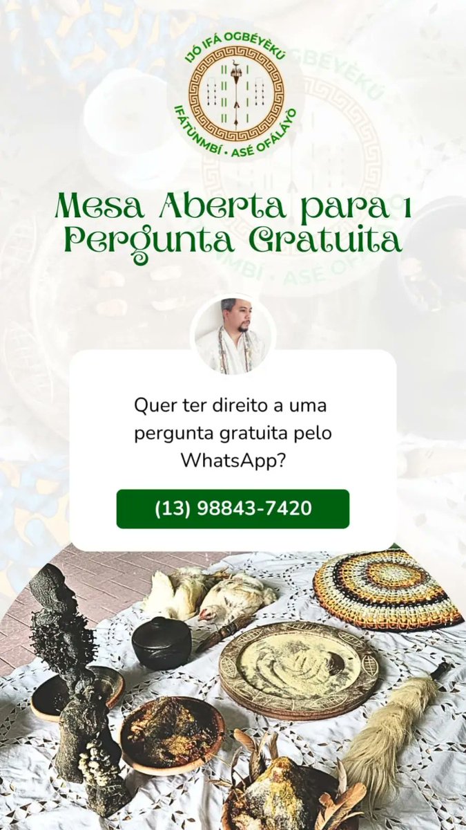✨ Tiragem Gratuita de Tarot! ✨ 

Quer uma orientação para sua semana? Faça sua pergunta nos comentários ou envie no privado, e farei uma tiragem especial para você! 

As vagas são limitadas, então aproveite essa oportunidade para receber uma mensagem do universo.