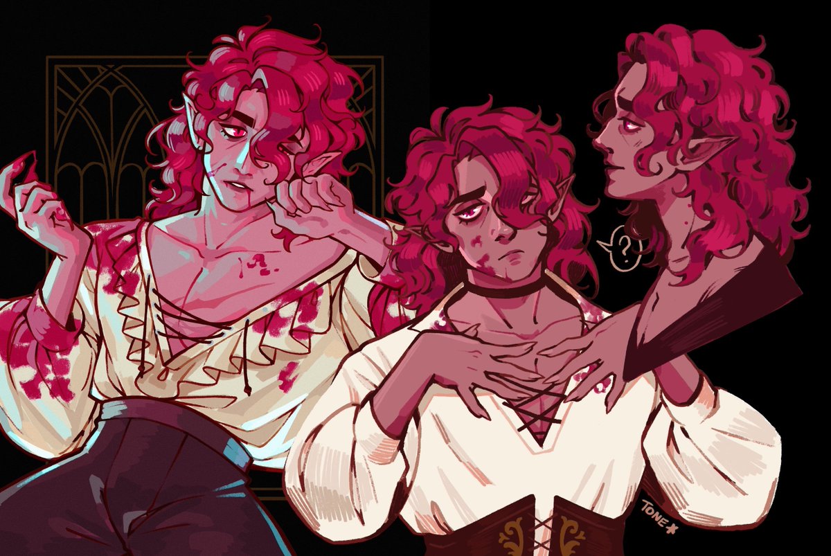 _Tonestar_'s tweet image. Happy National Vampire day please look at my OCs and Astarion I guess he can be there too